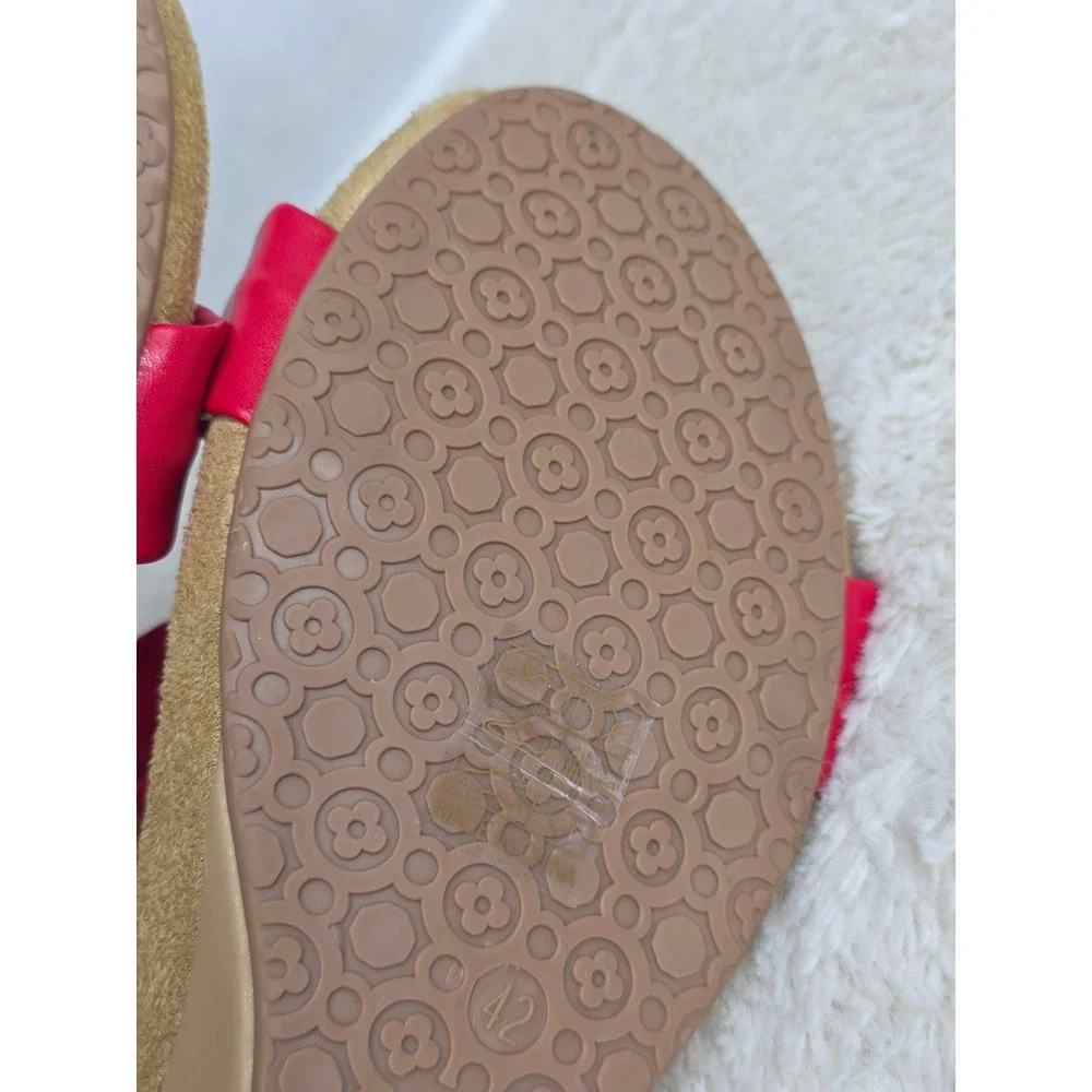 Patrizia by Spring Step Harlequin-R Red Floral Rosette Wedge Sandals EU 42 US 11